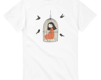 Freedom Illustration T-Shirt - Empowering Artistic Design - Inspirational & Bold Statement Tee Heavyweight Unisex Crewneck