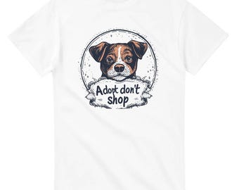 Adopt Don't Shop T-Shirt – Puppy Care Message, Heavyweight Cotton, Classic Fit