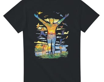 Freedom Painting T-shirt - gedurfd artistiek ontwerp - empowerment en inspirerende kleding, zware, uniseks ronde hals