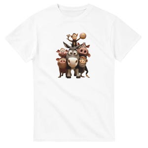 Camiseta de dibujos animados de burro y cerdo amigos / Camiseta unisex divertida para amantes de los animales