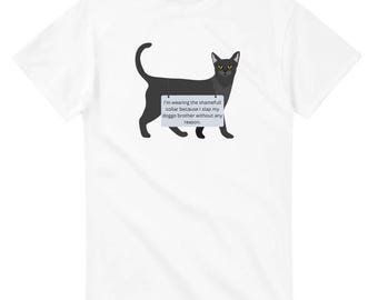 Camiseta unisex de cuello redondo y peso pesado con diseño de gato con actitud y amante de los gatos