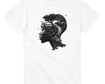 Kopf Afrika Kunst I Schweres Unisex T-Shirt mit Rundhalsausschnitt