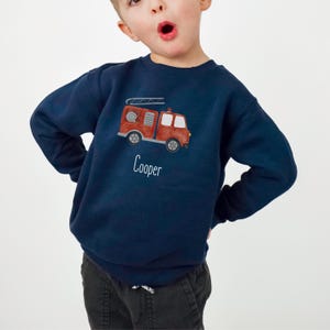 Personalized Fire Engine Toddler Sweatshirt: Custom Name Firefighter Gift