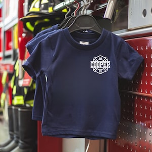 Personalized Firefighter Baby T-Shirt, Firefighter Toddler Tee, Custom Firefighter Kids Apparel, Firefighter Gift, Firefighter Baby Shower,