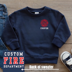 Firefighter Toddler Sweatshirt, Custom Fire Department Name, Personalized Kids Sweatshirt, Fireman Baby Clothes, Firefighter Gift