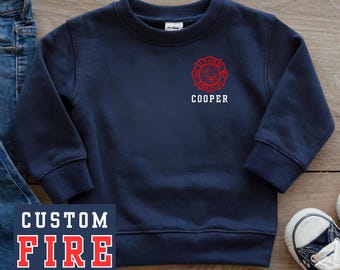 Toddler Firefighter Sweatshirt with Personalized Name and Fire Department
