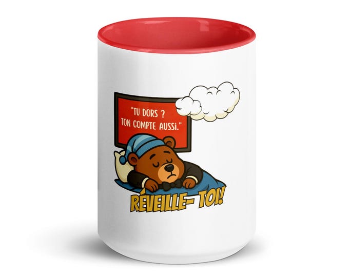 Funny Bear Mug – Motivational Coffee and Tea Cup – Red or Black Interior