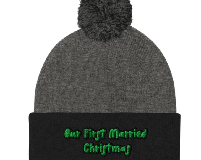 Personalized Embroidered Pom-Pom Beanie – Christmas Spirit