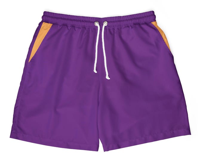 Men's Swim Trunks, Vibrant Summer Beach Shorts 'Accomplice' - Perfect for Beach, Pool, or City Wear, Comfortable & Stylish, Deep Purple and