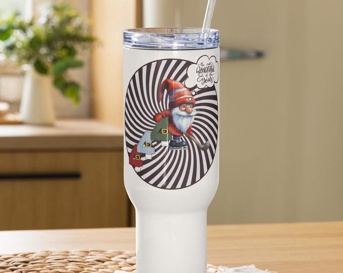 unique gift, gnome -444 angel number, 40oz tumbler-stainless steel  high quality