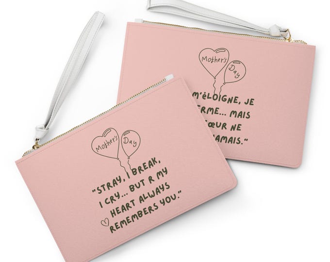 Heartfelt Mother's Day Clutch Bag - Perfect Gift for Mom, Elegant Pouch, Reusable Makeup Bag, Inspirational Quotes, Stylish Organizer