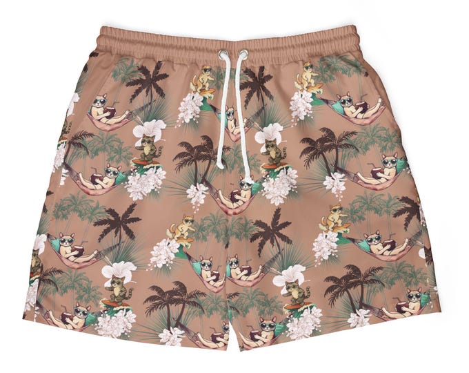 TROPICAL Swim Shorts Terracotta Sunse , Soak Up the Sun and the Good Vibes
