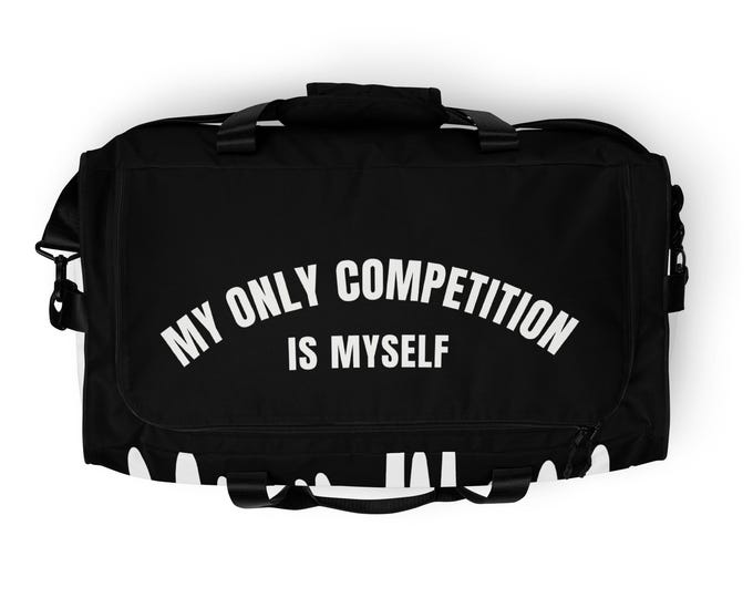 Duffle Bag – Gym Motivational Black and White -Travel Bag with Inspiring Quote