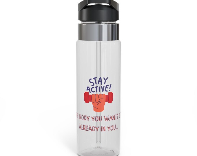 Stay Active Sport Bottle, Motivational Water Bottle, Gym Hydration Bottle, Fitness Gift, Exercise Water Container, Workout Gear