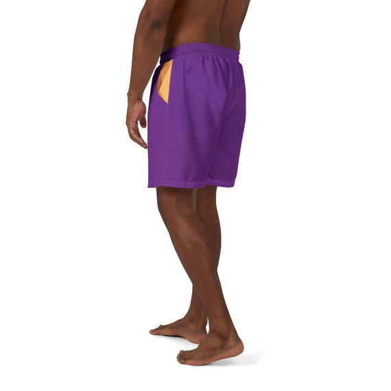 Men's Swim Trunks, Vibrant Summer Beach Shorts 'Accomplice' - Perfect for Beach, Pool, or City Wear, Comfortable & Stylish, Deep Purple and
