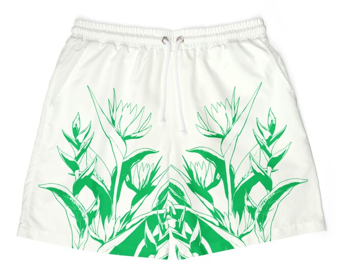 Tropical Floral Swim Shorts for Men & Women, Beachwear, Summer Vacation, Pool Party, Resort Swimwear
