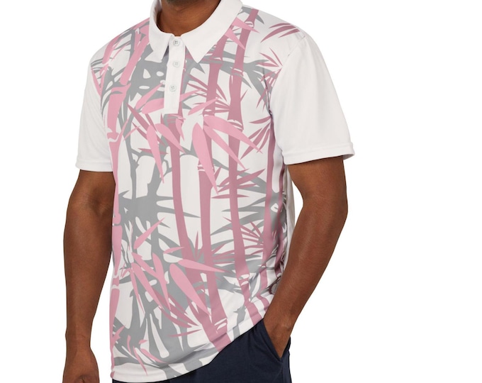 Tropical Bamboo Man Polo Shirt - Stylish Summer Attire, Perfect for Casual Outings, Beach Days, and Everyday Wear - Bamboo Print, Trendy