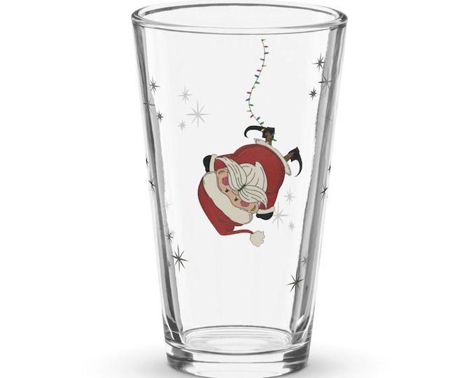 Vintage Santa Shaker Glass 16 oz Christmas Pint Glass –  Festive Holiday Gift for Drinks & Cocktails