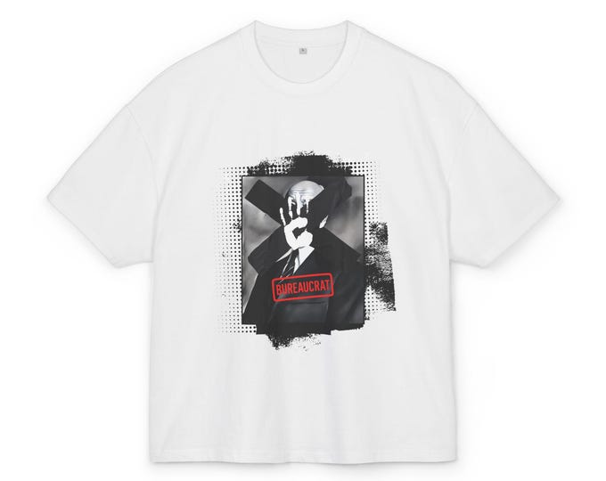 Oversized Tee - Bureaucrat Urban Art Design | Limited Edition Streetwear Gift, Graphic T-Shirt for Art Lovers, Unisex Fashion, Black or
