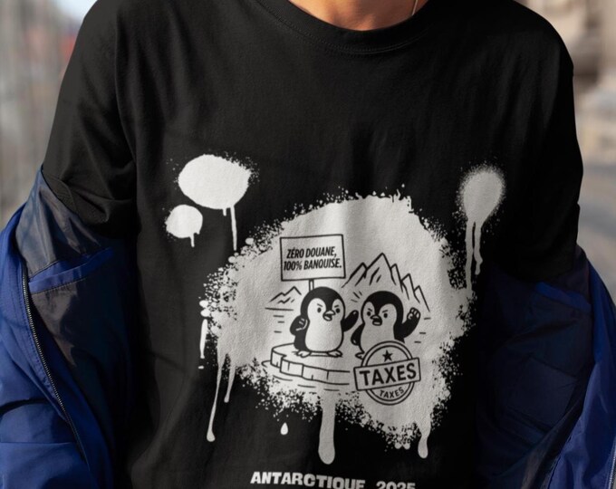 Penguin Protest Tee, Fun Unisex Cotton T-Shirt for Eco Lovers, Funny Gift for Tax Day, Casual Wear, Animal Rights Apparel