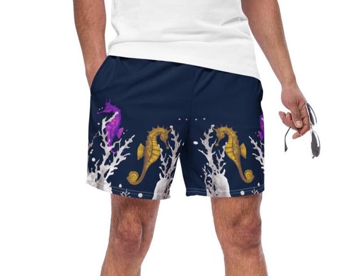 Men’s Swim Shorts “Tropical Seahorses” – Summer Style & Originality
