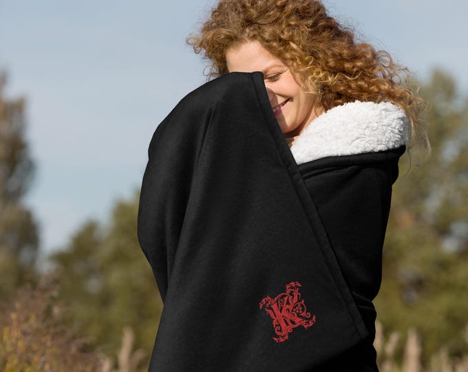 personalized blanket -Custom embroidered initial of your choice