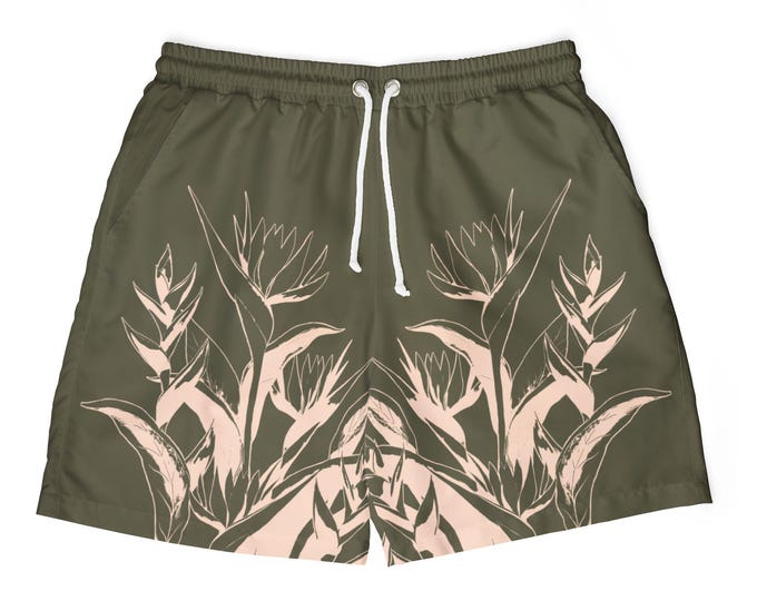 Floral swim shorts, summer beach shorts, quick-drying swimsuit, tropical look
