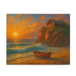Serene Sunset Puzzle, 120-500 Piece Jigsaw, Coastal Wall Art, Relaxing Beach Activity, Perfect Gift for Nature Lovers