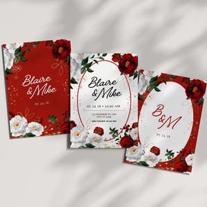 Bloom Valentine Red - canvas bewerkbare sjabloon huwelijksuitnodiging | BVR01