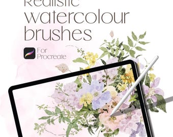 42 realistische aquareltextuurborstels voor procreate | Handgeschilderde wassingen, penseelstreken en artistieke penseelset