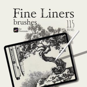 115 Procreate Brushes - Fine Line And Stipple Brushes For Procreate, Micron Liner Brush, Procreate Brush Set, Stippling, inking and lineart.