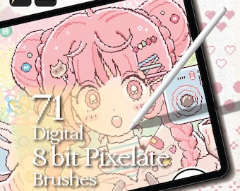 Pinceles de píxeles de 8 bits para Procreate: Paquete de pinceles de arte de videojuegos retro (descarga digital)