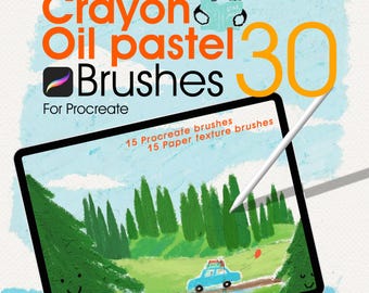 Procreate Brushes, crayon and oil pastel Brushes For Procreate, Childrens Book Procreate Brush, Procreate Drawing Brushes with Paper Texture