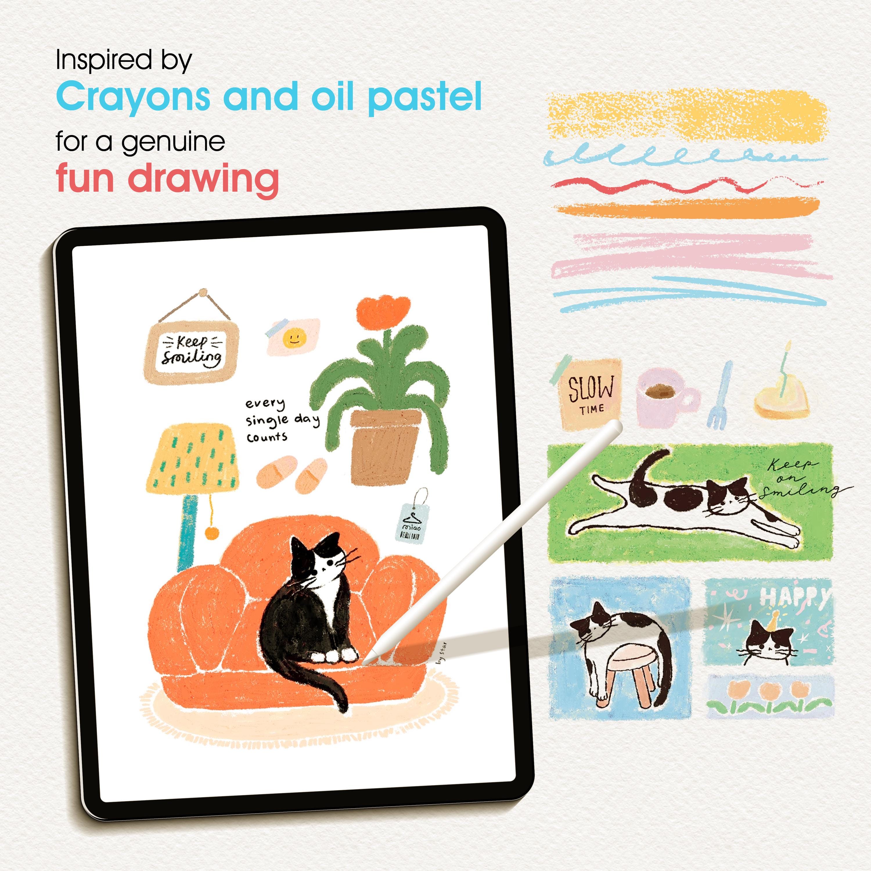 115 Realistic Crayon & Oil Pastel Texture Brushes + Paper Textures for ...