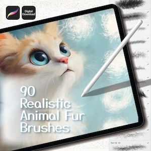 Procreate Fur Brushes: 90 Realistic Animal Stamps (Digital Download)
