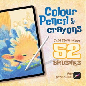 Pennelli Procreate Crayon, illustrazione per bambini, set di pennelli, pacchetto di pennelli per illustrazione, pennelli Procreate, matite colorate, set di pennelli TEXTURE