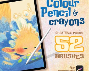 Crayon Procreate Brushes: Childlike Texture Brush Set (Digital Download)
