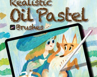 Realistic Oil Pastel Brushes for Procreate | 36 Smudge & Palette Knife Textures + 2 Paper Backgrounds | Digital Painting Set