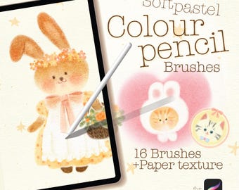 Procreate Brushes, retro brushes, colour pencil Brushes, Illustration Brushes Bundle, procreate marker set, procreate illustration, childish