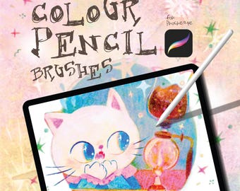colour pencil Procreate Brushes, vintage brushes, Brush Set, Illustration Brushes Bundle, iPad Brushes, Paper Texture, TEXTUR brushset