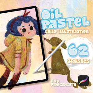 Oil Pastel Procreate Brush Set: 62 Wet & Dry Brushes + Paper Textures (Digital Download)