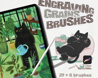 Procreate Engraving Brush Set: Retro Woodcut & Copperplate Texture (Digital Download)