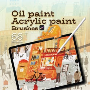 Oil & Acrylic Procreate Brushes – Procreate Brushes with Canvas Textures, Realistic Paint Brush Stroke Effects, Paper Brushes, Illustration