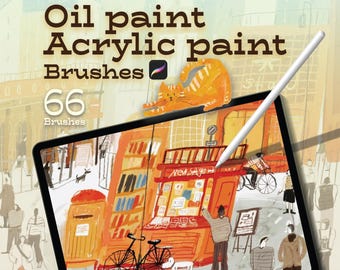 Procreate Oil & Acrylic Brushes: Realistic Canvas Textures (Digital Download)
