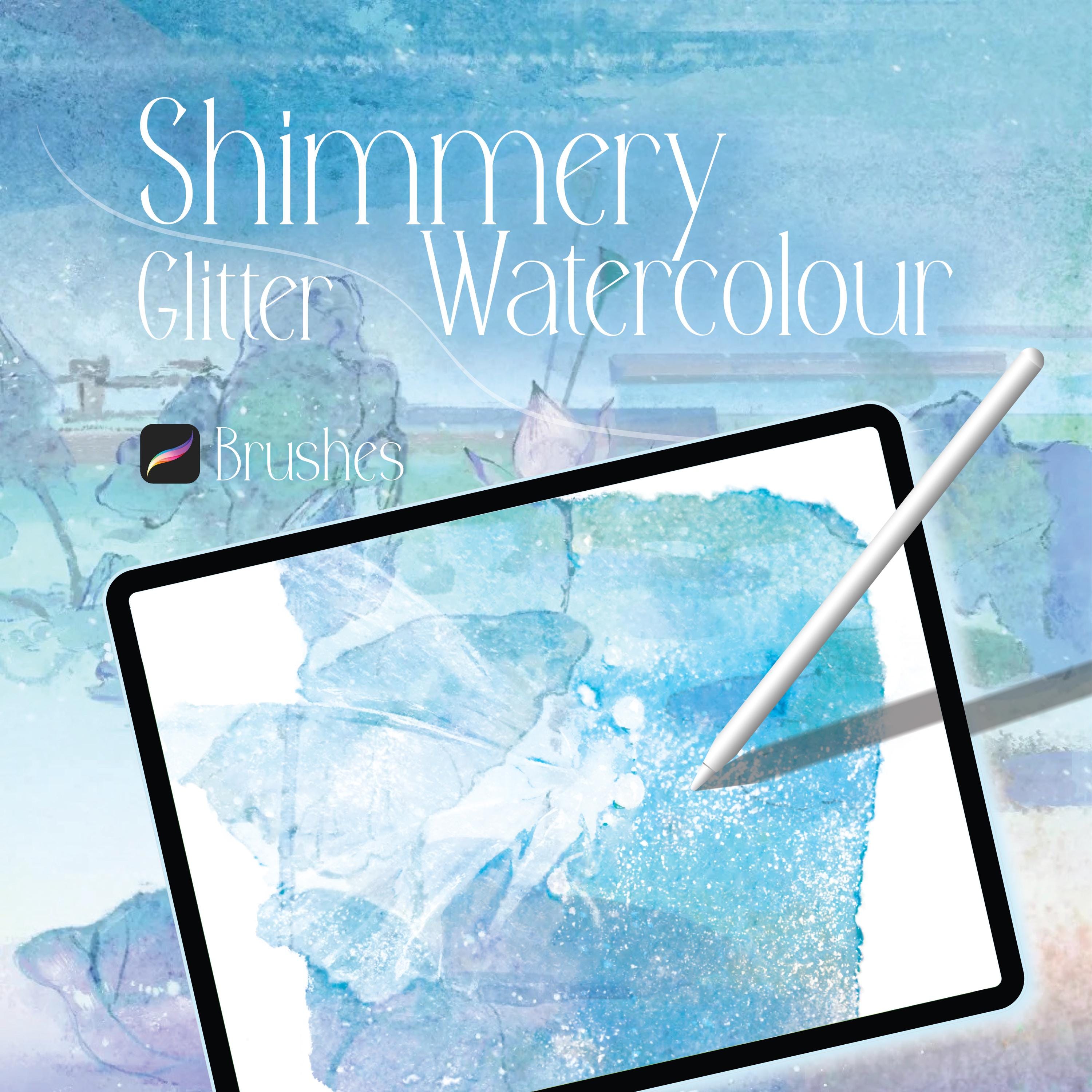 Shimmery Glitter Watercolor Procreate Brushes Kit â 49 Sparkle Paint Brushes + 4 Paper Textures