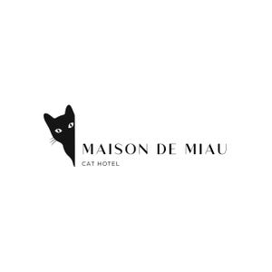 Professionelles Logo für ein Katzenhotel mit stilisierter Katze und eleganter Schrift.