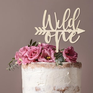 Wild One Wooden First Birthday Cake Topper