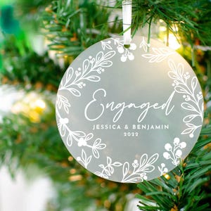 Engagement christmas ornament, Personalized engagement ornament, engagement gift ornament, engraved engaged ornament