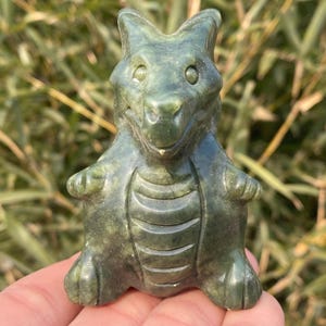 3.15&quot; Natural green jade quartz,quartz crystal,hand carved,Crystal dragon specimen,green jade dragon,Home Decoration
