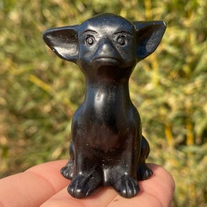 2.2" Natural obsidian quartz,quartz crystal,hand carved,Crystal dog specimen,obsidian dog,Home Decoration